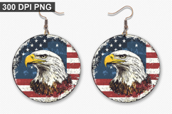 Eagle Earring Sublimation PNG - 4th of July Earring Design Product Image 1