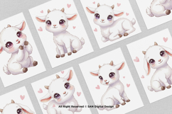 15 Bundle Watercolor Cute Goat Girl Charming Farm Sticker Product Image 3