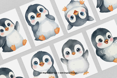 15 Bundle Watercolor Cute Penguin Baby Kids Ice White Animal Product Image 3