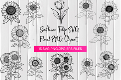 Sunflower Tulip SVG Floral PNG Clipart Product Image 1