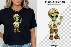 Funny Camping Alien PNG | Cute Alien Campfire Clipart Product Image 3
