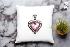 Jeweled Heart Pendant Clipart Sublimation PNG Product Image 3