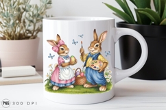 Easter Bunnies Painting Eggs Sublimation PNG Product Image 2