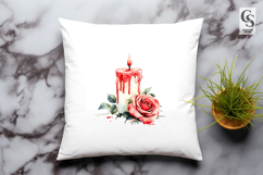 Watercolor Candle Rose Clipart Sublimation PNG Product Image 3