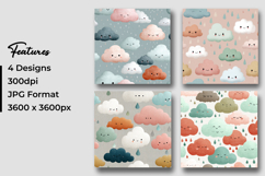 Cute Cloud Faces Digital Paper Product Image 3