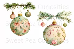 Christmas, Ornaments, Ephemera, PNG, watercolor, Clipart Product Image 3
