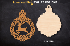 Christmas Ornament Deer SVG laser cut file for Glowforge Product Image 3