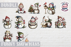 Funny Christmas Snowman Clipart Bundle Sublimation 50 PNG Product Image 4