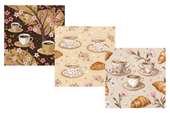 Cherry Blossom Cafe Digital Paper, Seamless Pattern Product Image 3