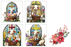 Stained Glass Easter Lamb Sublimation, Easter Lamb PNG Product Image 3