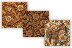 Tooled Leather Seamless Pattern | Western Vintage Embossed Product Image 4
