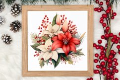 Christmas Flowers Watercolor Clipart, Christmas PNG Product Image 3
