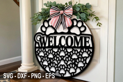 Welcome Dog Laser Cut SVG | Dog Round Sign Decoration Product Image 2
