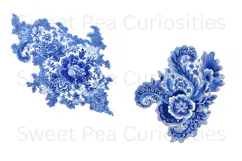 Blue Toile, Ephemera, PNG, Clipart, Junk Journal, flowers Product Image 3