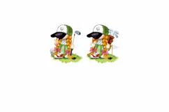 Gnome girl playing golf, gnome girl golfing, Gnome PNG Game, Product Image 2