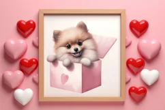Cute Valentine Pomeranian Puppy, Valentines Clipart Product Image 3