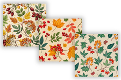 Autumn Berries &amp; Foliage Digital Papers, Seamless Pattern Product Image 3