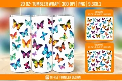 3D Cute Butterfly Tumbler Wrap Designs, Sublimation Wrap Product Image 1