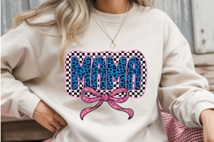 Blue Glitter Mama PNG with Pink Bow Product Image 2