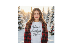 Christmas Woman Model Mockup Holiday Shirt Display Product Image 3