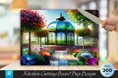 Colorful Glass Garden Cutting Board PNG Design Product Image 1