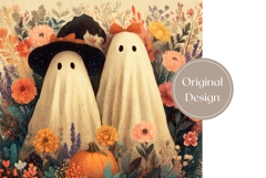 Kids Halloween Tumbler Wrap, Cartoon Ghosts Tumbler PNG Product Image 3