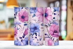 Flower Tumbler Wrap, Sublimation PNG Design, Watercolor Product Image 3
