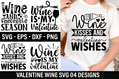 Valentine Wine SVG Design - Wine kisses and valentine wishes Product Image 1