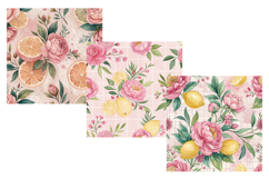 Pink Lemon Floral Seamless Pattern, Digital Paper Product Image 3