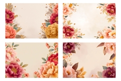 Peony Flowers Cosmetic Bag, Floral Cosmetic Bag PNG Product Image 3
