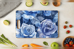 Winter Blue Roses Cutting Boards sublimation Design Product Image 3