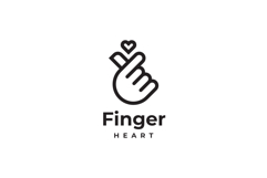 Monoline Finger Heart Gesture Logo Design Vector Product Image 3