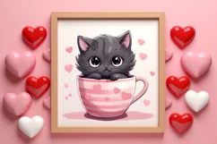 Sweet Cat Valentines Day Clipart, Valentines PNG Product Image 3