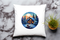 Snow Cabin Winter Landscape Clipart Sublimation PNG Product Image 3