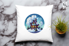 Snowy Cottage Clipart Sublimation PNG Product Image 3