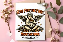 Send Fortune First Motivation Quote Vintage Angel Design Product Image 8