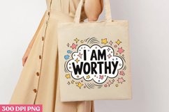 I Am Worthy PNG, Retro Positive Sublimation PNG Product Image 3