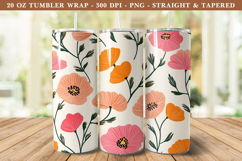 Pink &amp; Orange Cottagecore Flower Tumbler Wrap | Tumbler Wrap Product Image 1