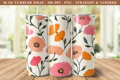 Pink & Orange Cottagecore Flower Tumbler Wrap | Tumbler Wrap Product Image 1