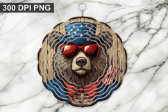 Bear Wind Spinner Sublimation -4Th Of July wind spinner PNG Product Image 1