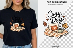 Cozy Day Fall PNG | Autumn Blanket Coffee Clipart Product Image 3