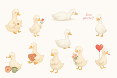 Lovely Goose Watercolor Clipart Set Cute Valentine Goose PNG Product Image 3