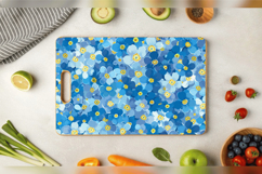Forget Me Not Blue Floral Cutting Boards sublimation Design Product Image 3