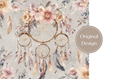 Watercolor Dream Catcher Tumbler Design, Boho Tumbler PNG Product Image 3