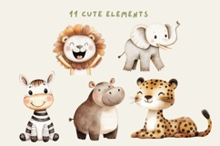 Watercolor Safari Animals Clipart and Patterns Product Image 3
