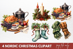 Watercolor Nordic Christmas Clipart Sublimation Product Image 1