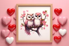 Couple Owl Valentines Day Clipart, Couple Owl Clipart Product Image 1
