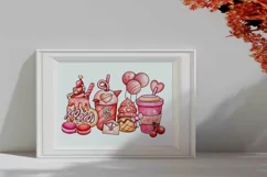 Coffee Valentine day Watercolor PNG ,SVG, love, sublimation Product Image 3