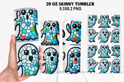 Ghost Skinny Tumbler 20oz Wrap Design, Halloween Tumbler PNG Product Image 1