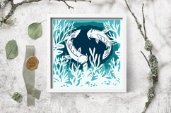 Fishes layered paper cut | paper cut| 3D Paper cut Shadow Product Image 3